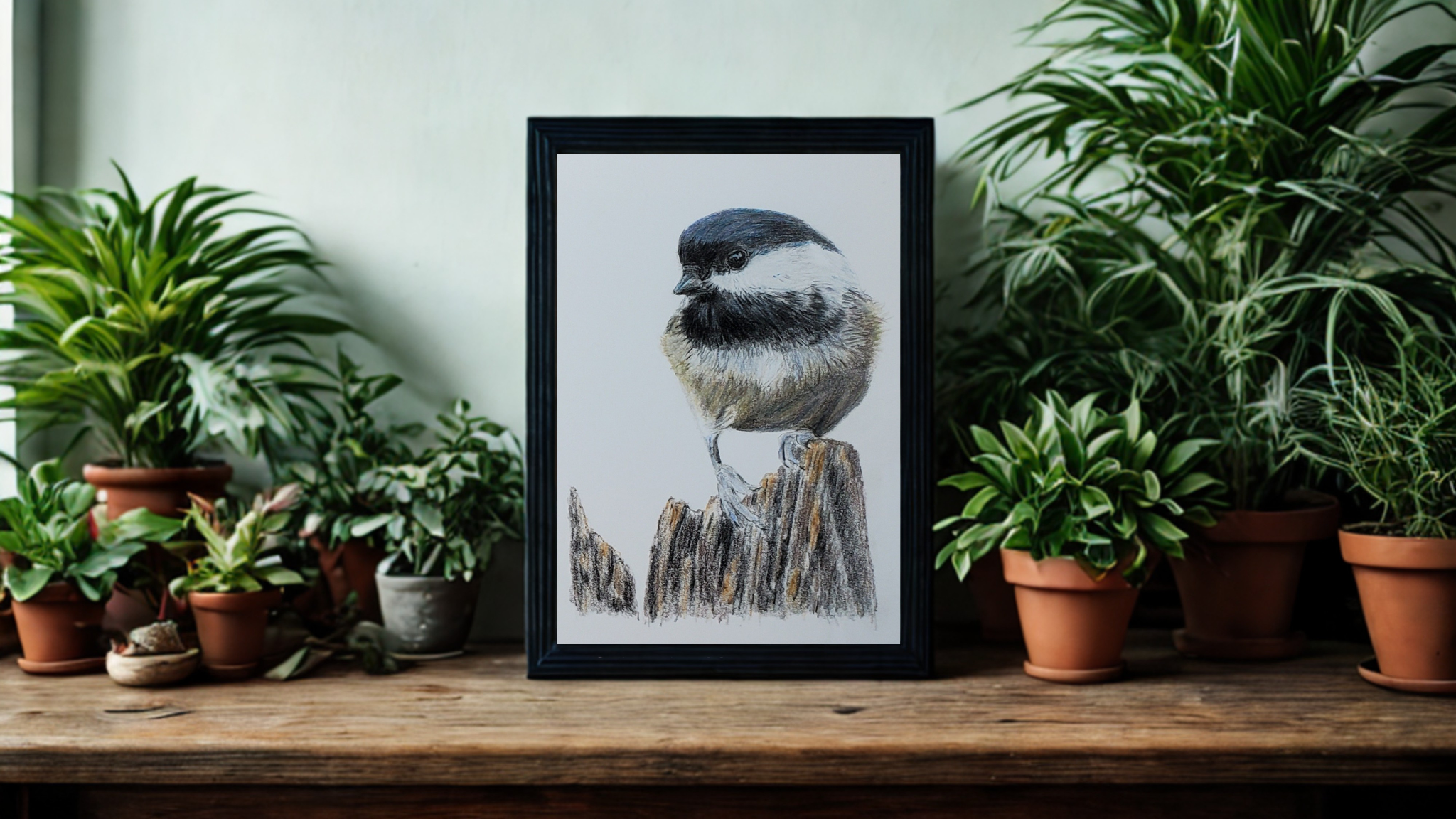 Chickadee 4x6 print - Original Hand-drawn artwork