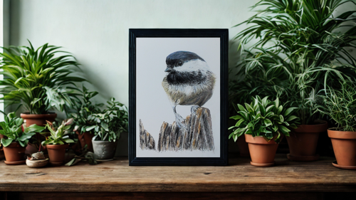 Chickadee 4x6 print - Original Hand-drawn artwork