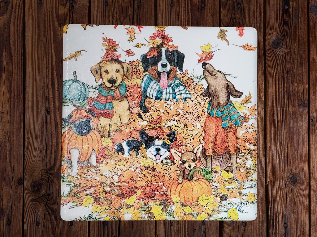 Fall Dogs Ceramic Coasters - set of 4