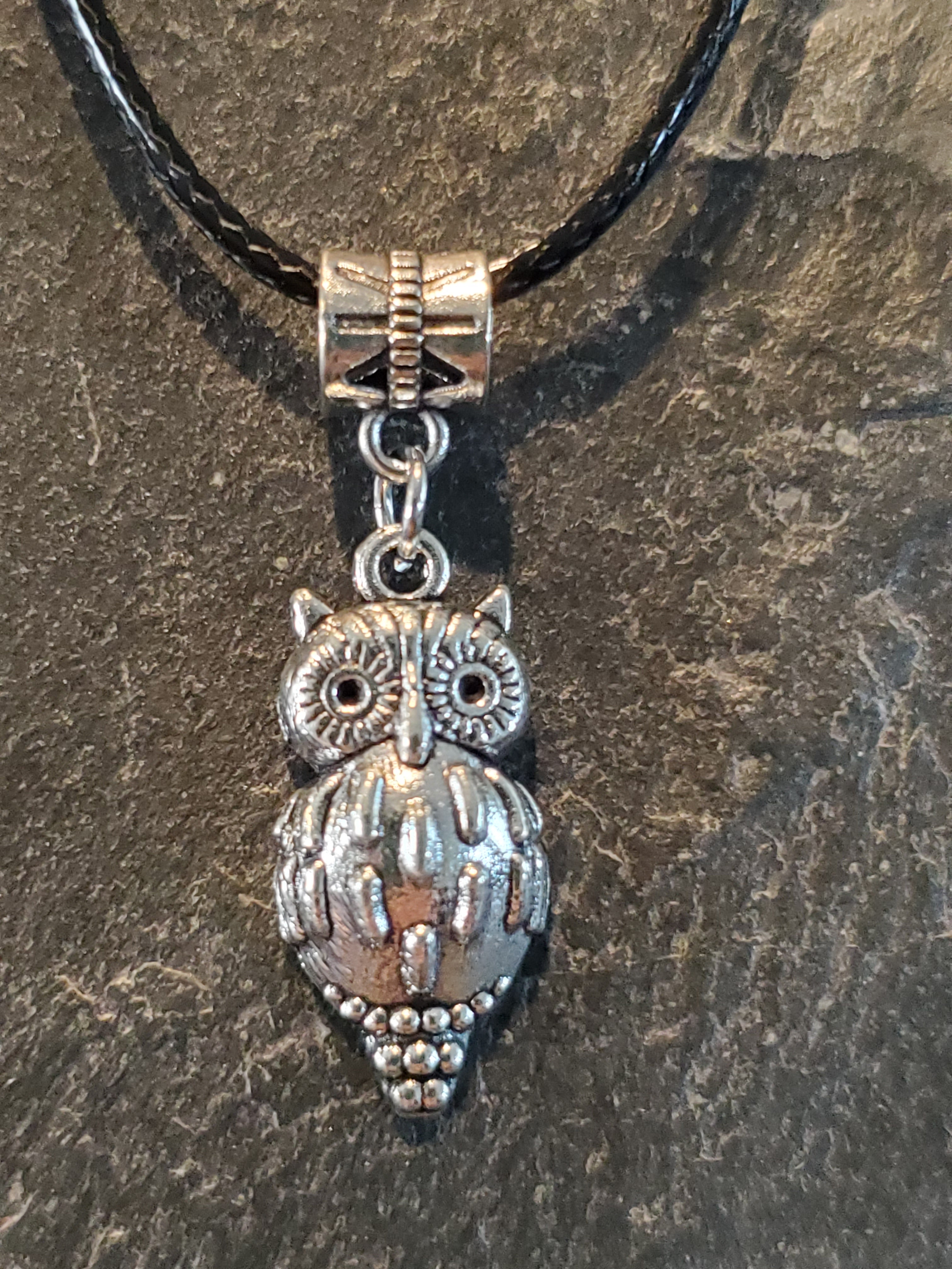 Silver Charm Owl Necklace